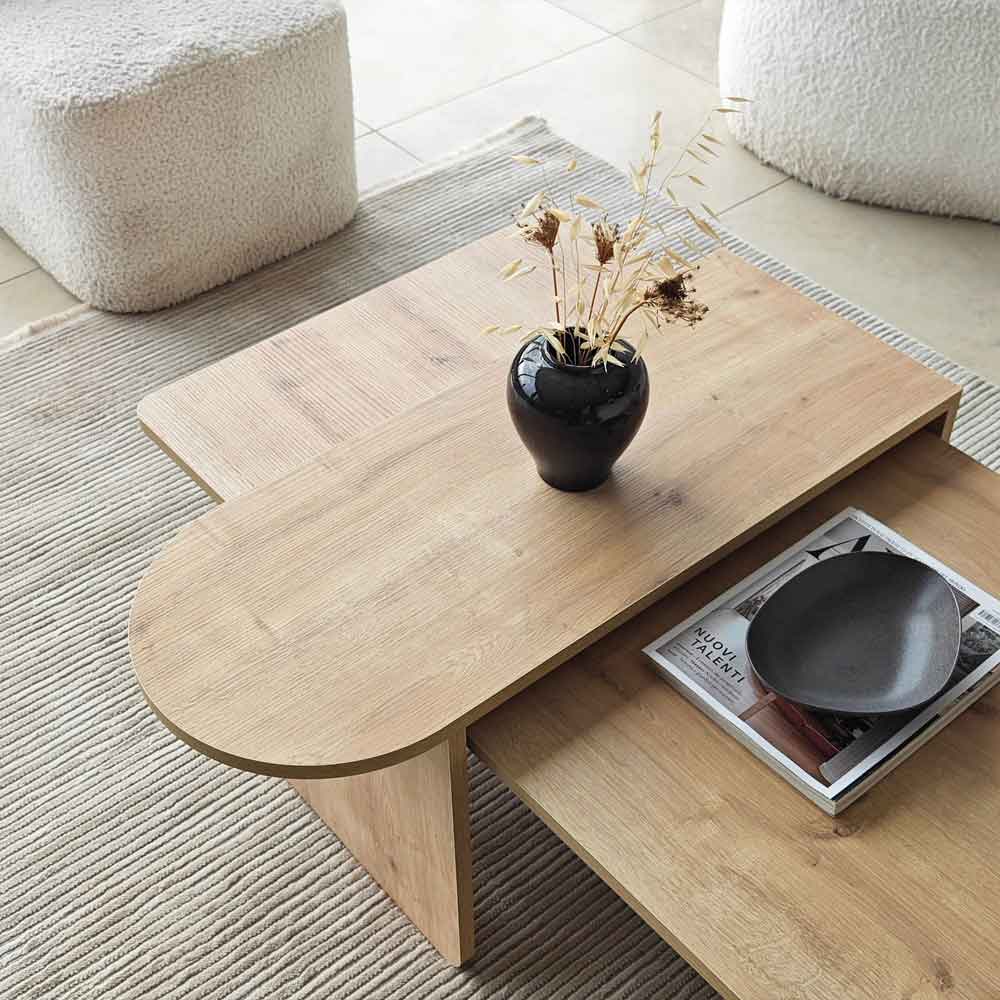 Paris Wooden Nesting Coffee Tables in Sapphire Oak