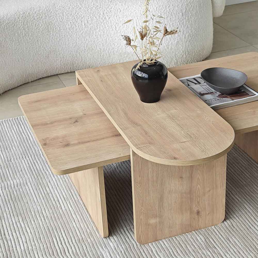 Paris Wooden Nesting Coffee Tables in Sapphire Oak