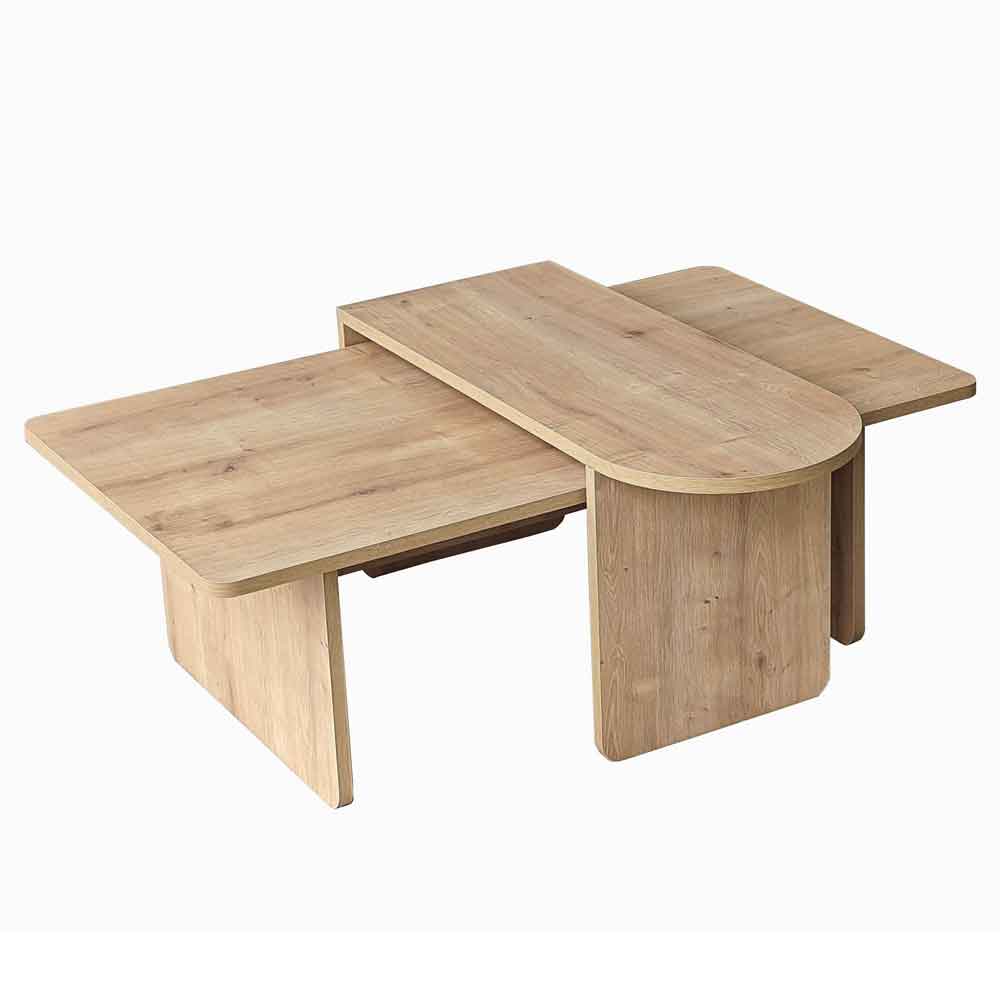 Paris Wooden Nesting Coffee Tables in Sapphire Oak