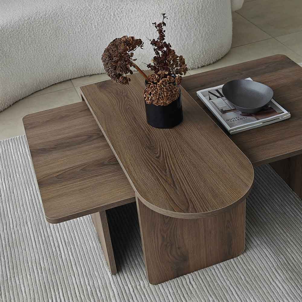 Paris Wooden Nesting Coffee Tables in Walnut