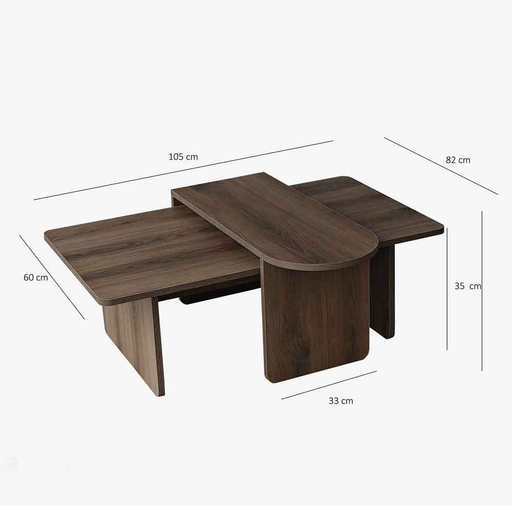 Paris Wooden Nesting Coffee Tables in Walnut