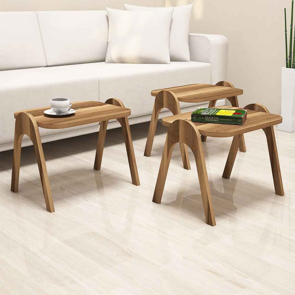 Paris Wooden Nesting Side Tables in Walnut