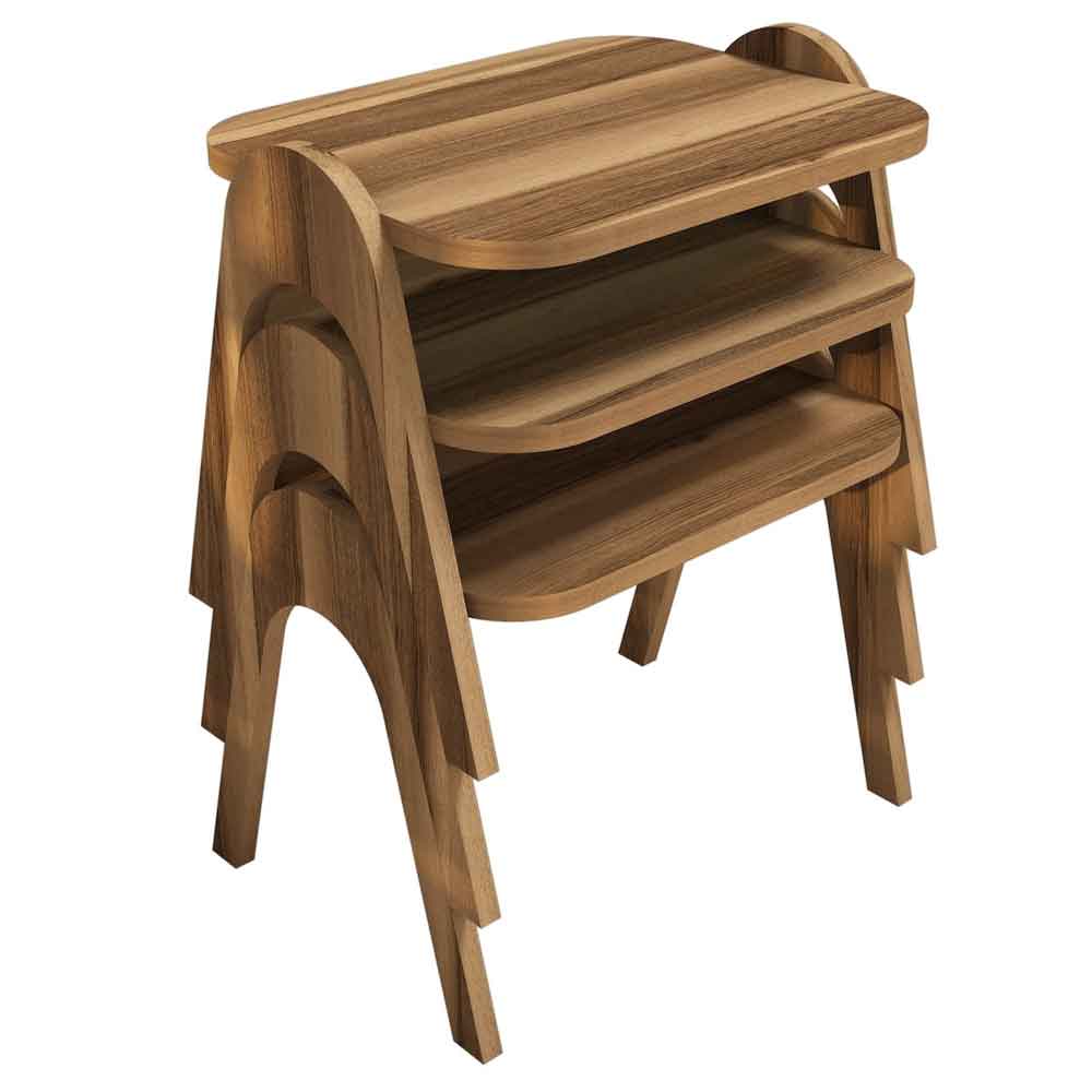 Paris Wooden Nesting Side Tables in Walnut