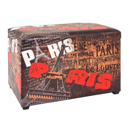 Photo of Paris wooden storage trunk in brown