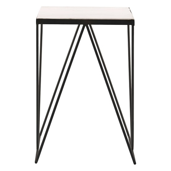 Parisian Square Side Table In Marble Top With Black Frame FiF