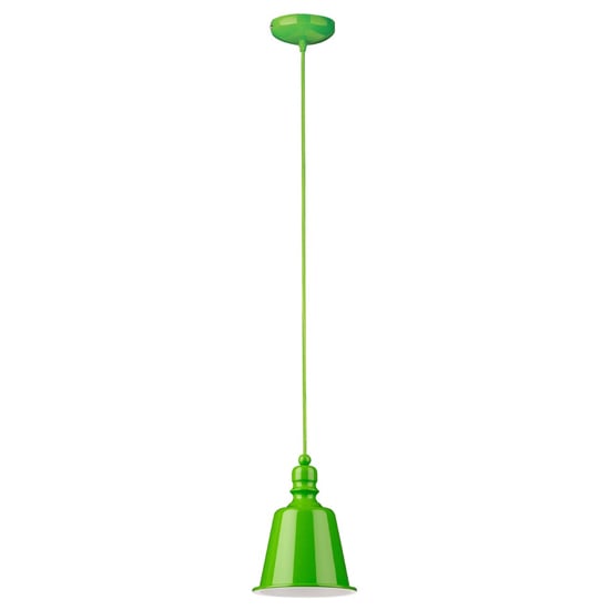 Product photograph of Parista Metal Bell Design Shade Pendant Light In Lime Green from Furniture in Fashion
