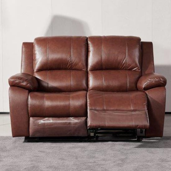 Parker Faux Leather Electric Recliner 2 Seater Sofa In Dark Tan