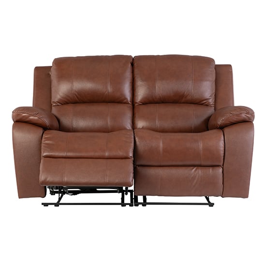 Parker Faux Leather Electric Recliner 2 Seater Sofa In Dark Tan