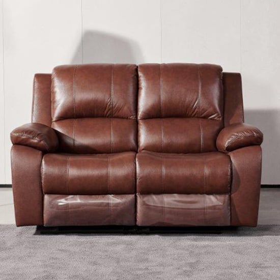 Parker Faux Leather Electric Recliner 2 Seater Sofa In Dark Tan