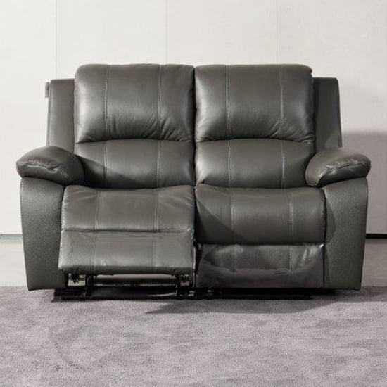 Parker Faux Leather Electric Recliner 2 Seater Sofa In Grey