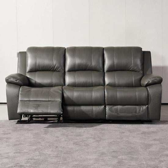 Read more about Parker faux leather electric recliner 3 seater sofa in grey