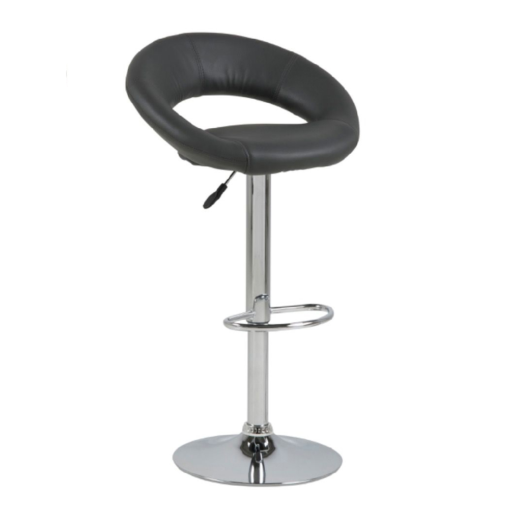 Parker Leather Bar Stool With Chrome Base In Black