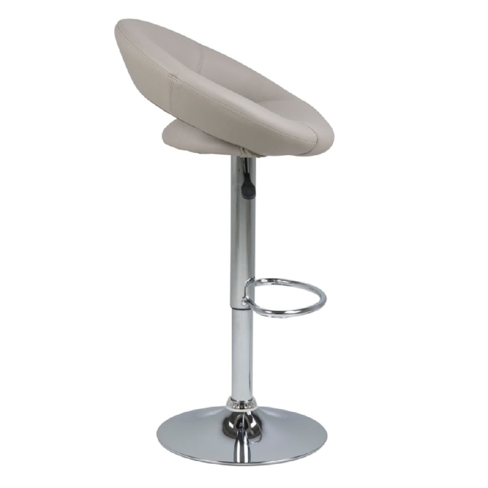 Read more about Parker leather bar stool with chrome base in light grey