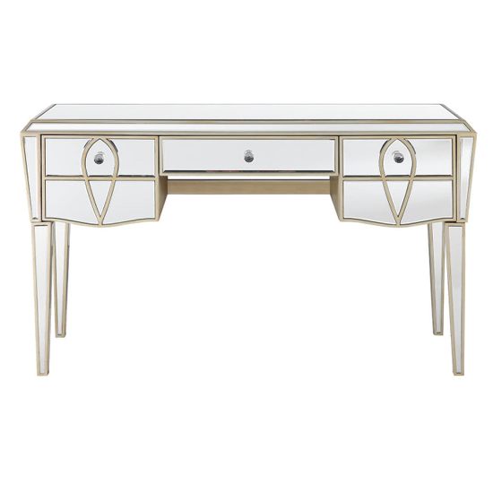 Parker Mirrored Dressing Table With 3 Drawers In Champagne