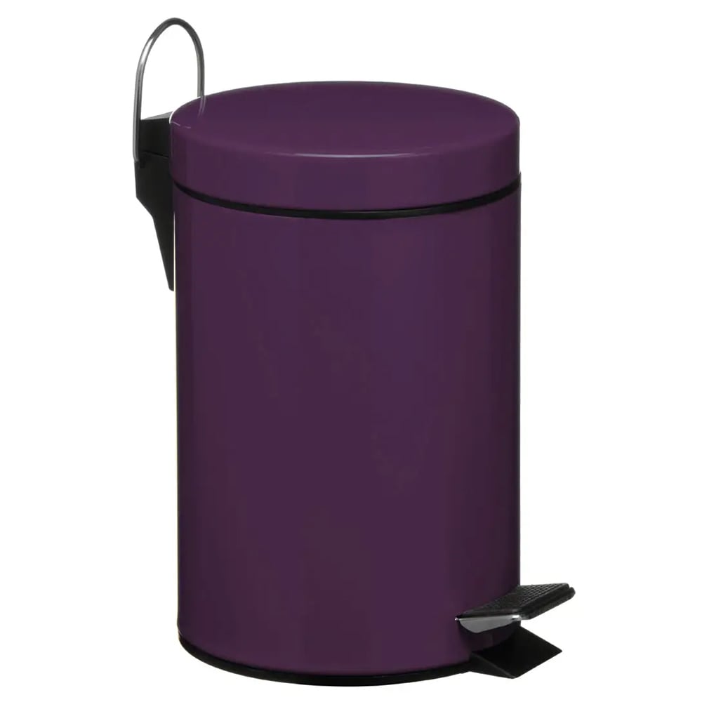 parker stainless steel 3 litre pedal bin in purple