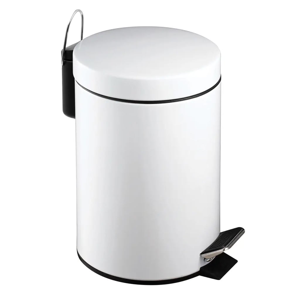 parker stainless steel 3 litre pedal bin in white