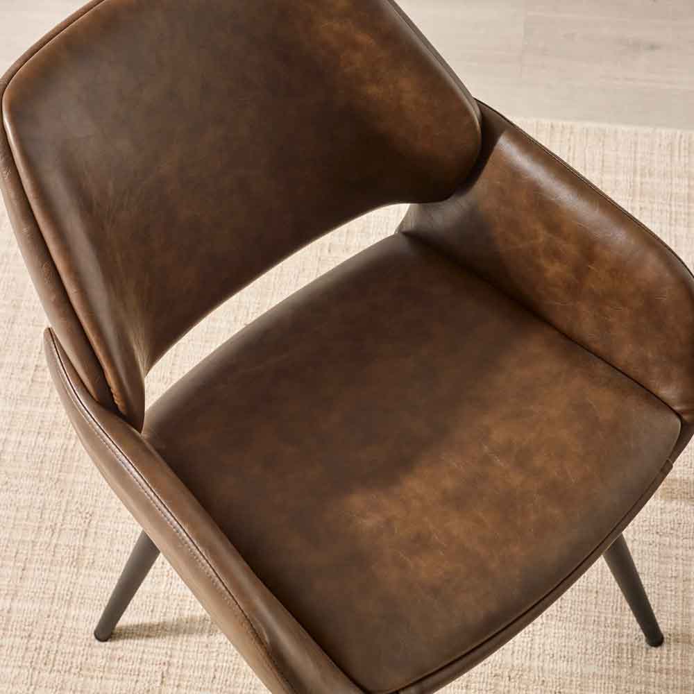 Parkerfield Brown Faux Leather Dining Chairs in Pair
