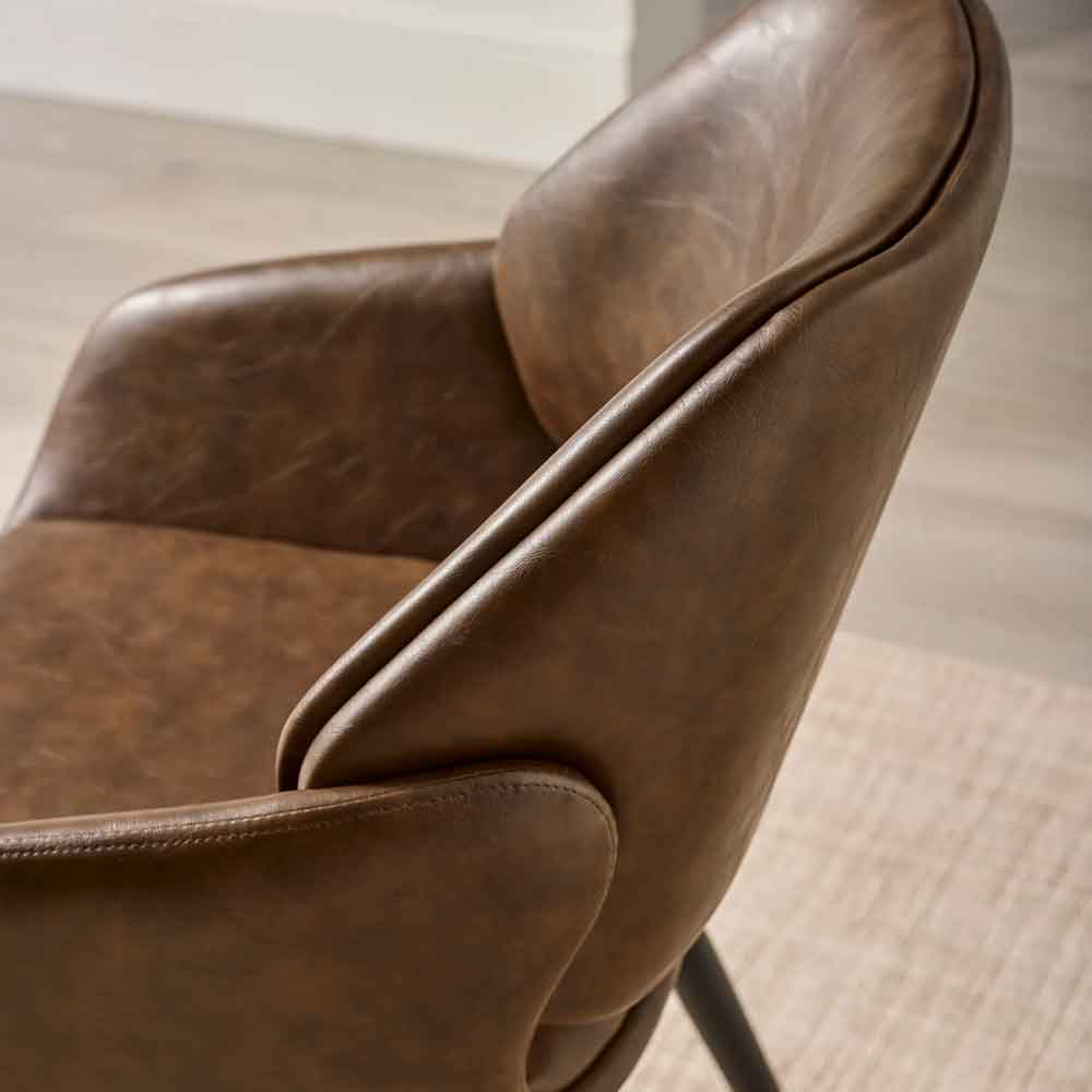 Parkerfield Brown Faux Leather Dining Chairs in Pair