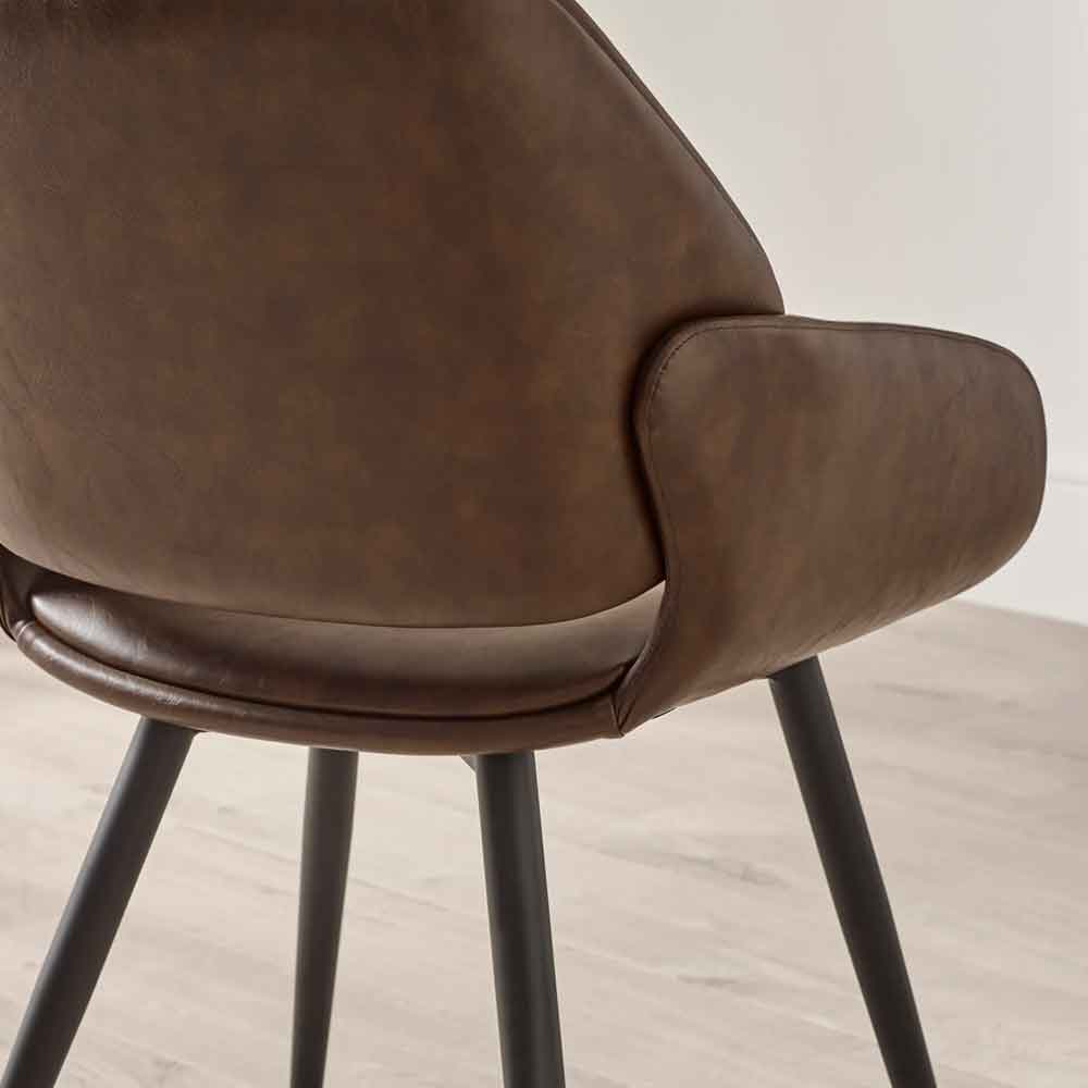 Parkerfield Brown Faux Leather Dining Chairs in Pair