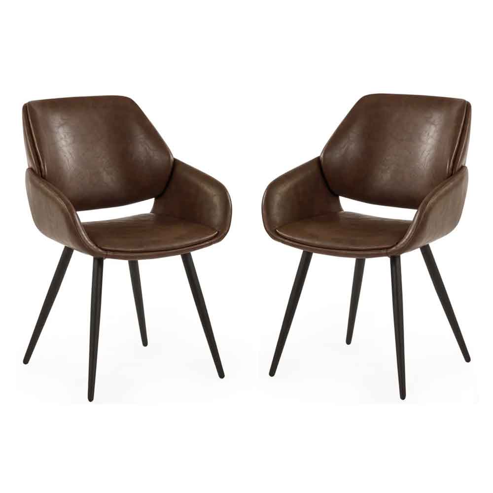 Parkerfield Brown Faux Leather Dining Chairs in Pair