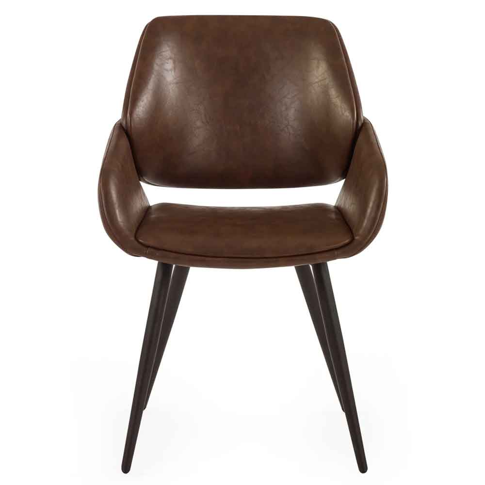 Parkerfield Brown Faux Leather Dining Chairs in Pair