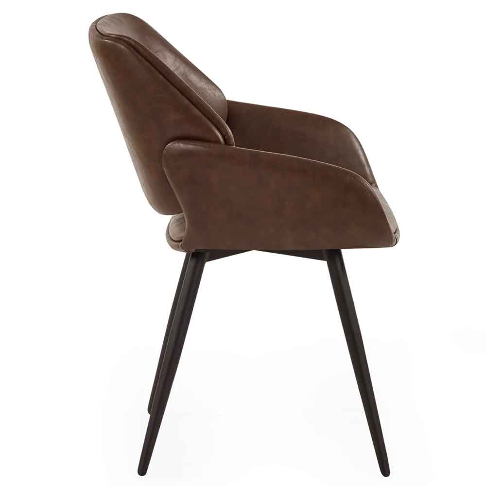 Parkerfield Brown Faux Leather Dining Chairs in Pair