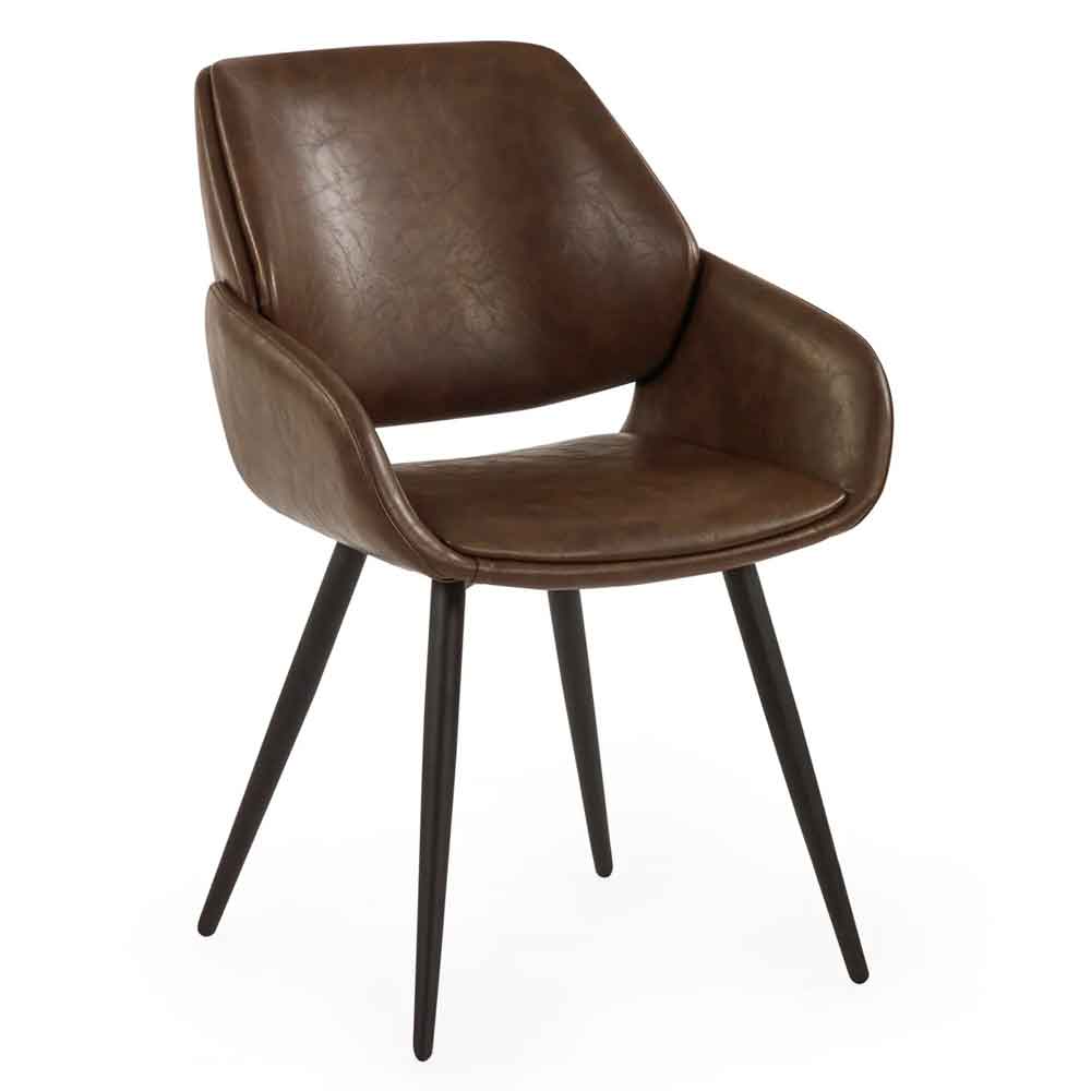 Parkerfield Brown Faux Leather Dining Chairs in Pair