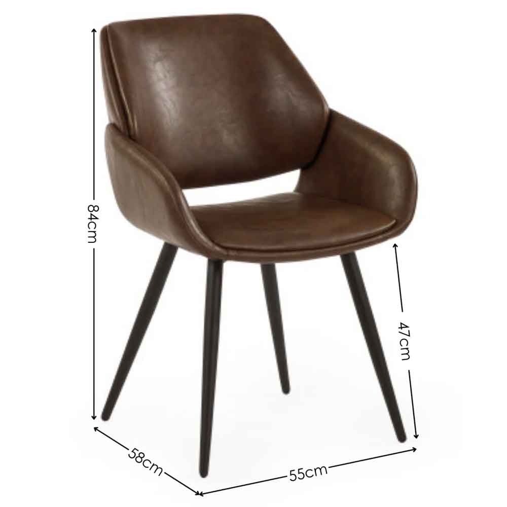 Parkerfield Brown Faux Leather Dining Chairs in Pair