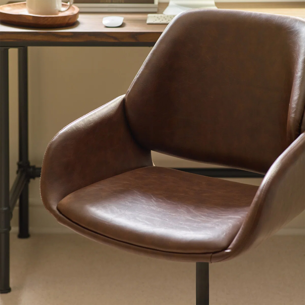 Parkerfield Faux Leather Home and Office Chair in Brown