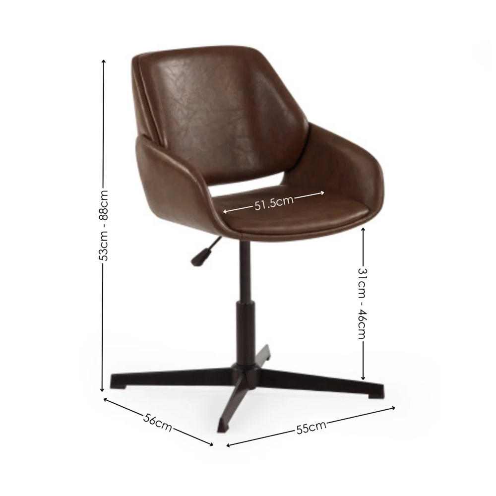 Parkerfield Faux Leather Home and Office Chair in Brown