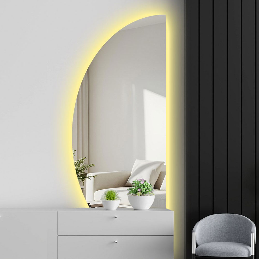 Parklane Glass Half Wall Mirror in Clear and LED