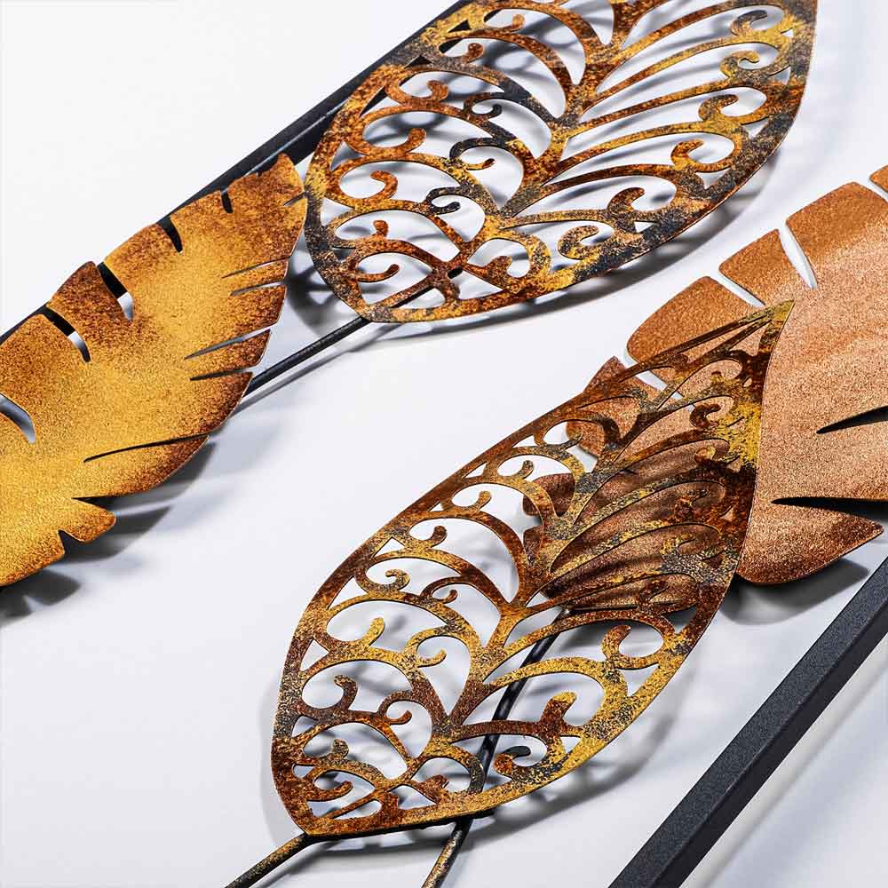 Parklane Metal Argent Leaf Wall Art in Gold and Black