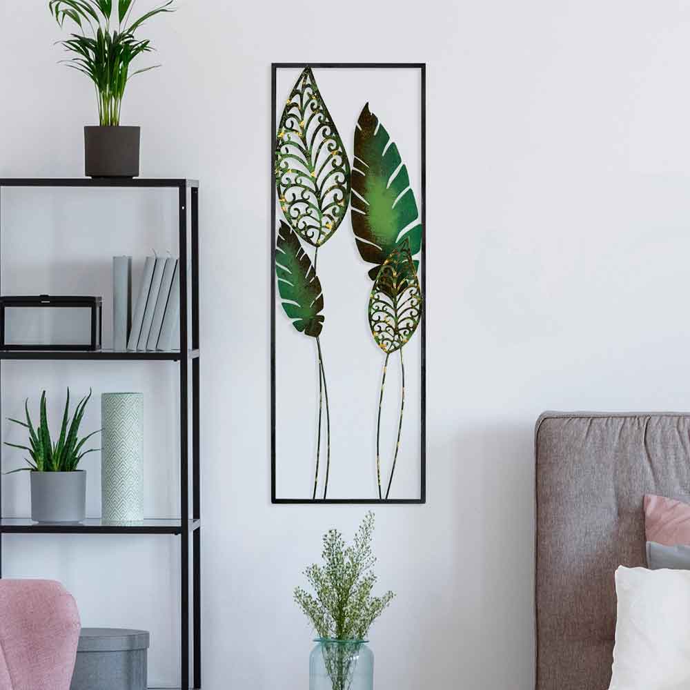 Parklane Metal Argent Leaf Wall Art in Green and Black
