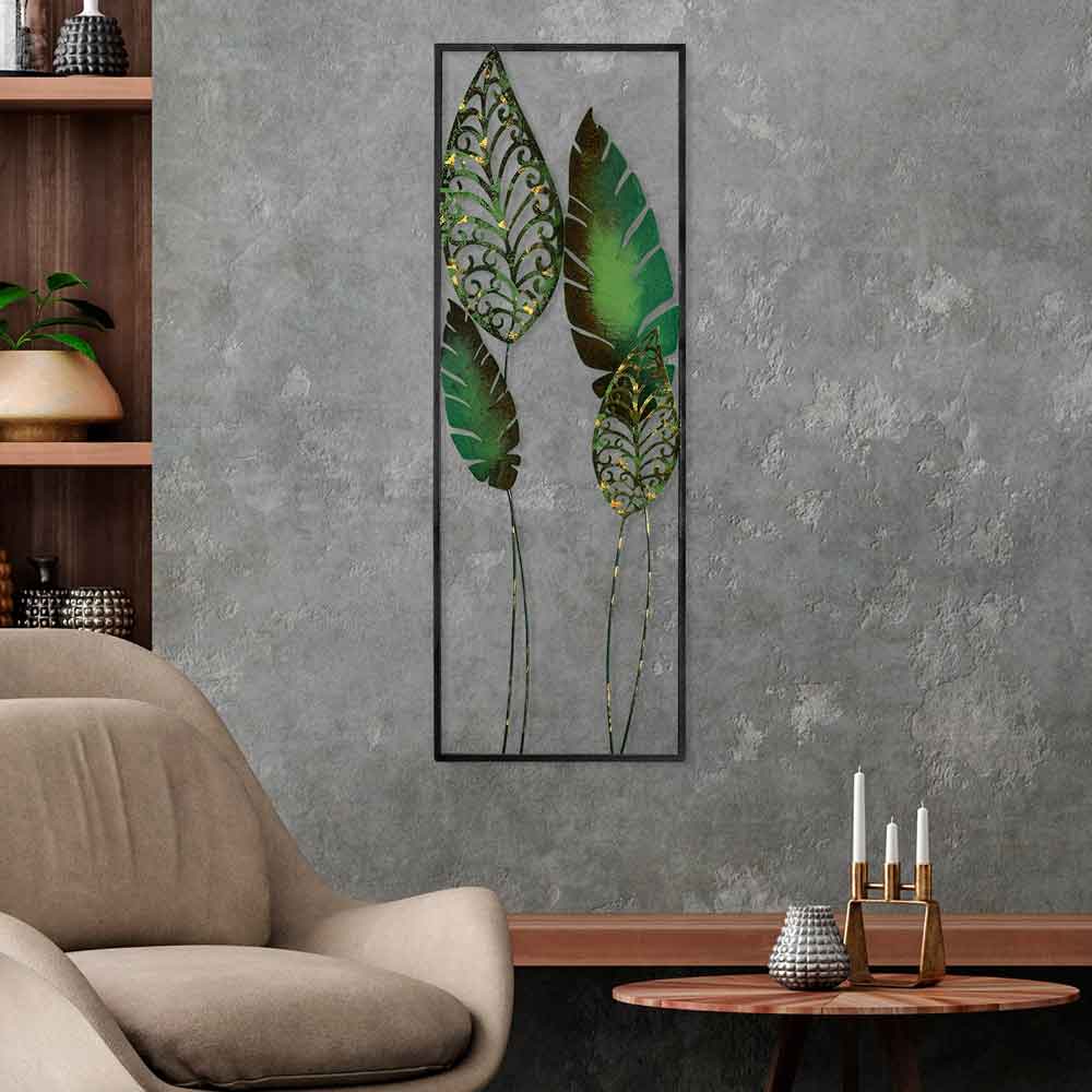 Parklane Metal Argent Leaf Wall Art in Green and Black