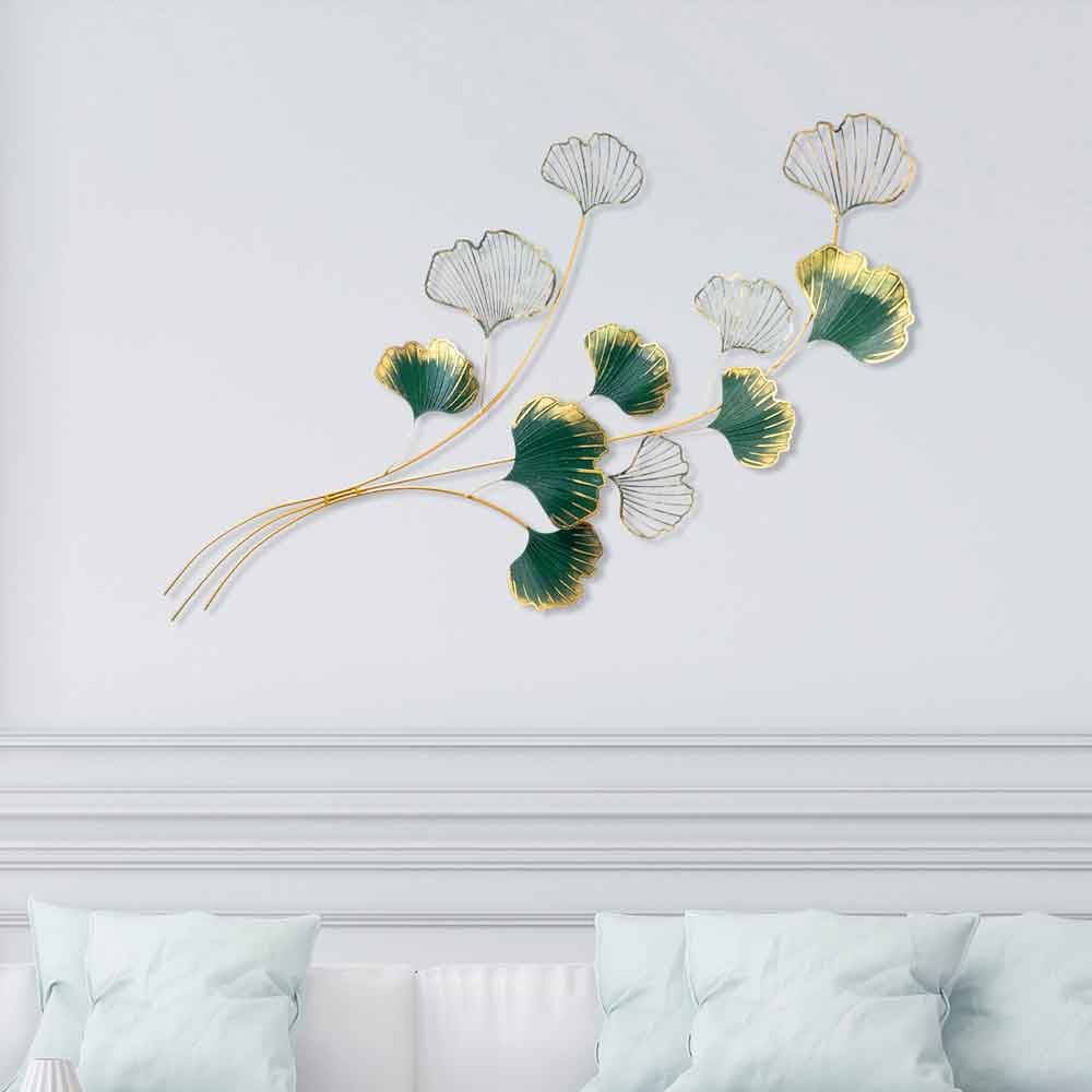Parklane Metal biloba leaves Wall Art in Green and Gold