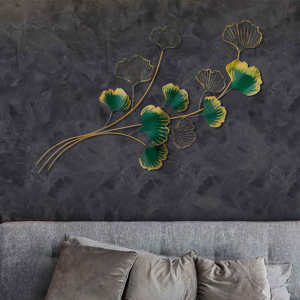 Parklane Metal biloba leaves Wall Art in Green and Gold