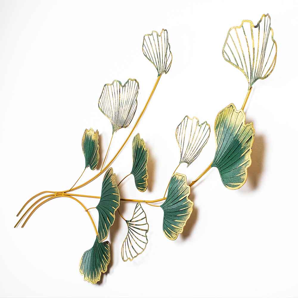 Parklane Metal biloba leaves Wall Art in Green and Gold