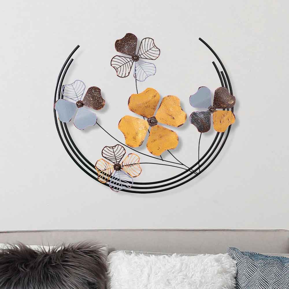 Parklane Metal Celestial Bloom Wall Art in Yellow and Black
