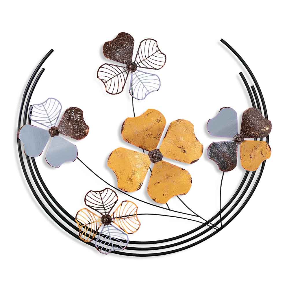 Parklane Metal Celestial Bloom Wall Art in Yellow and Black