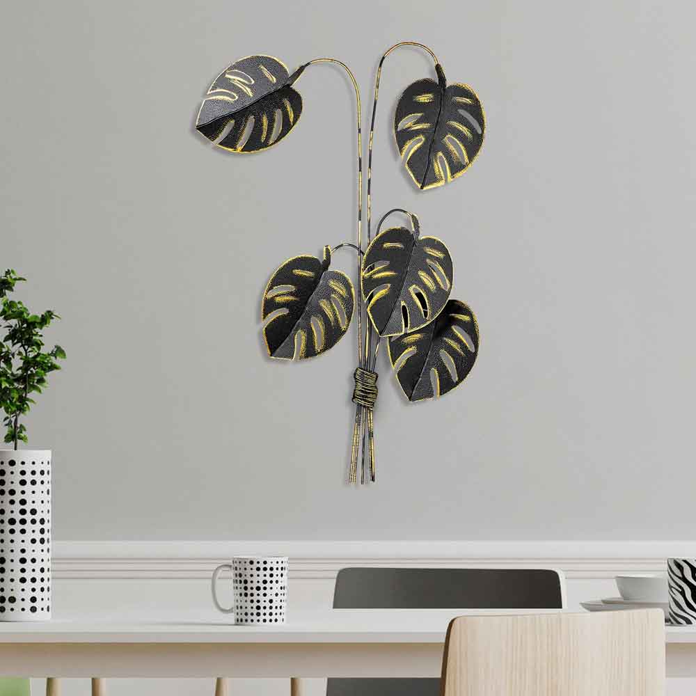 Parklane Metal Eclipse Leaf Wall Art in Black and Gold