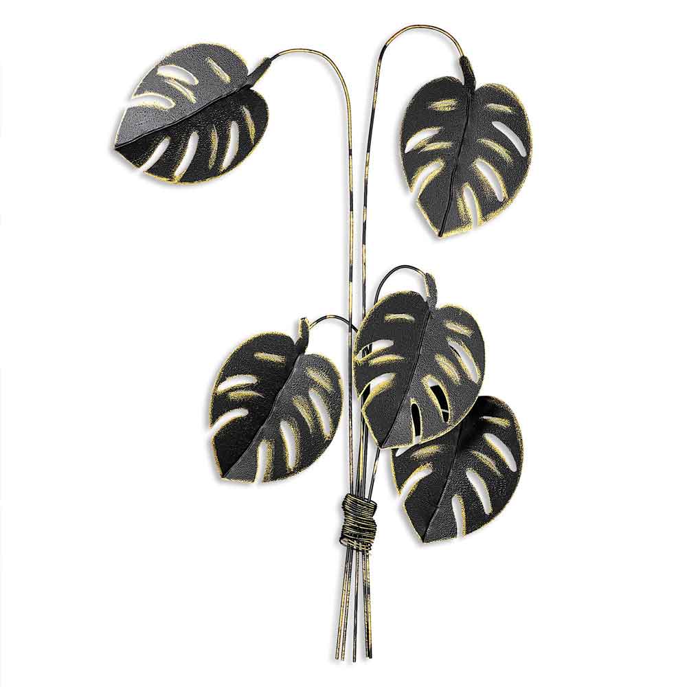 Parklane Metal Eclipse Leaf Wall Art in Black and Gold
