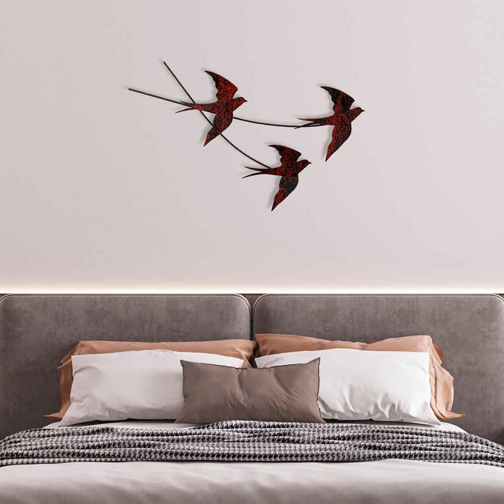 Parklane Metal Flying Bird Wall Art in Black and Red