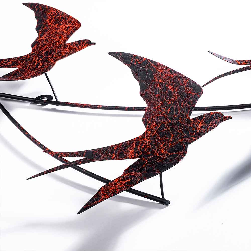 Parklane Metal Flying Bird Wall Art in Black and Red