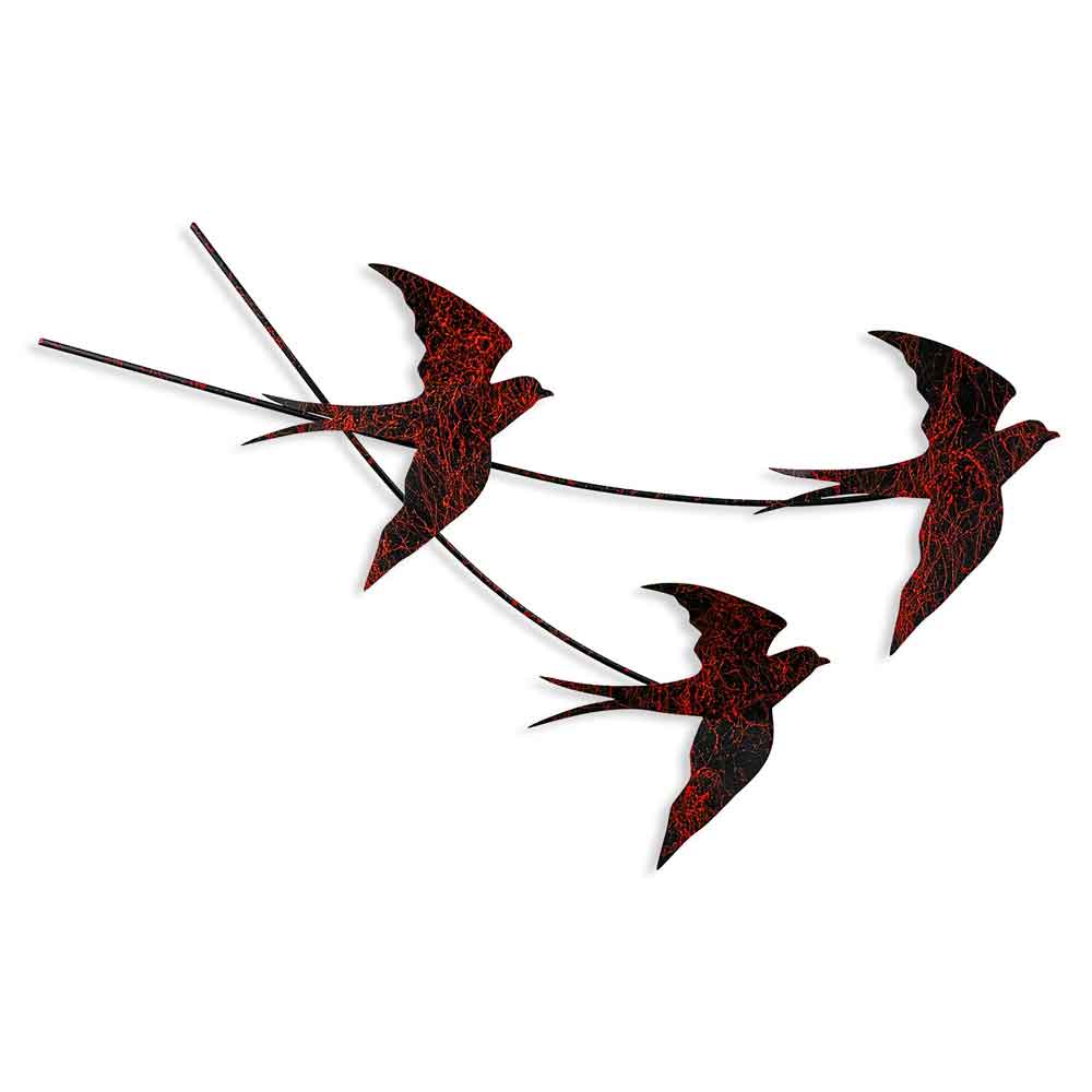 Parklane Metal Flying Bird Wall Art in Black and Red