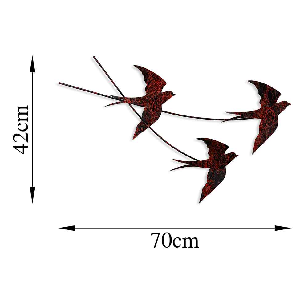 Parklane Metal Flying Bird Wall Art in Black and Red