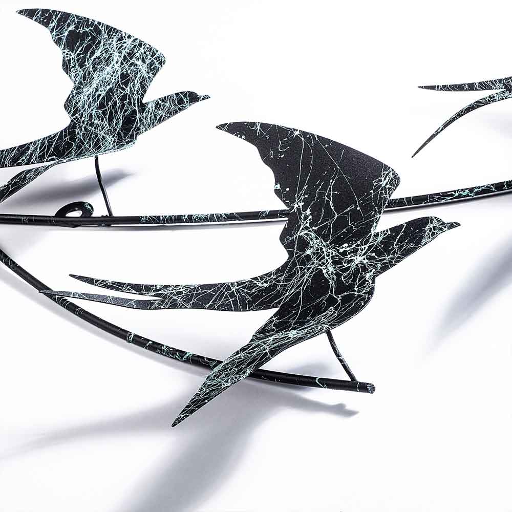Parklane Metal Flying Bird Wall Art in Black and Teal