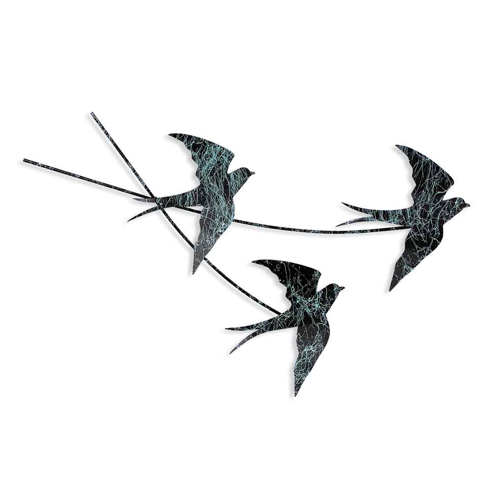 Parklane Metal Flying Bird Wall Art in Black and Teal