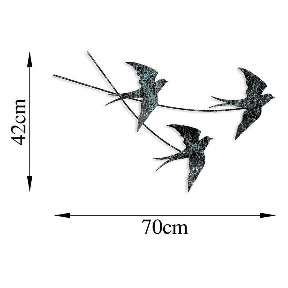 Parklane Metal Flying Bird Wall Art in Black and Teal