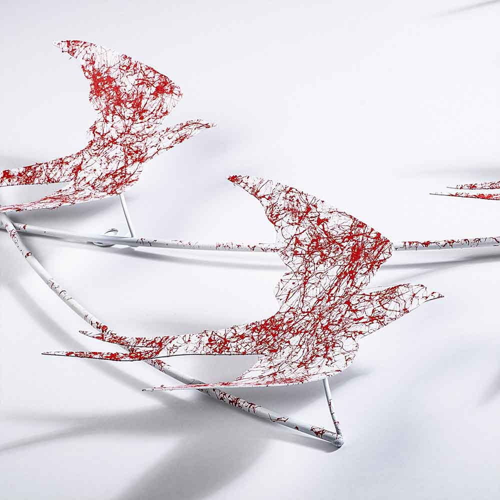 Parklane Metal Flying Bird Wall Art in Red and White