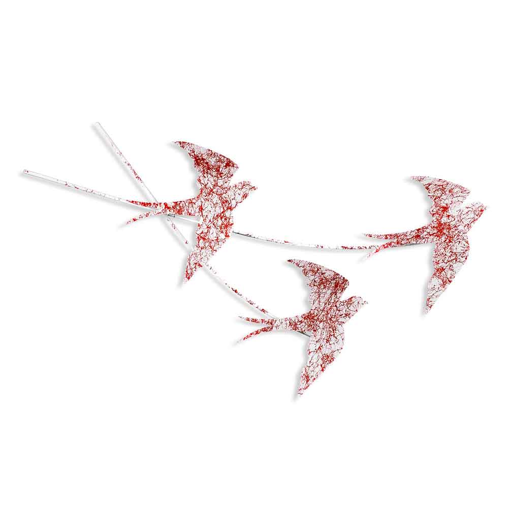 Parklane Metal Flying Bird Wall Art in Red and White